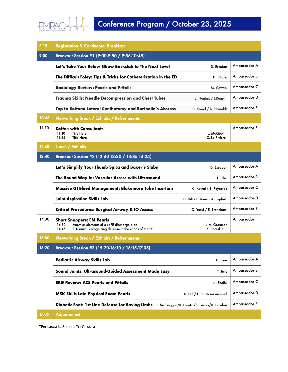 the EMPAC 2025 Schedule